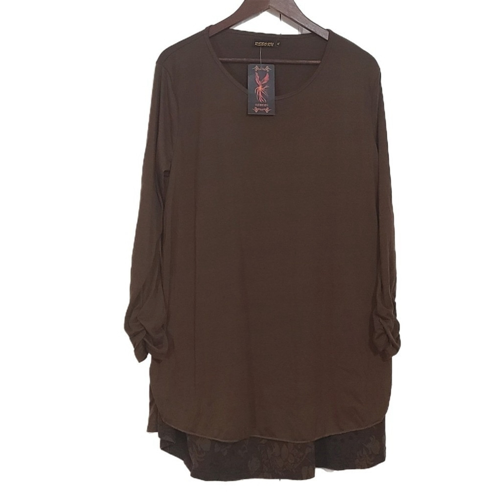 Reborn Brown 3/4 Sleeve Shirt XL NWT 65712